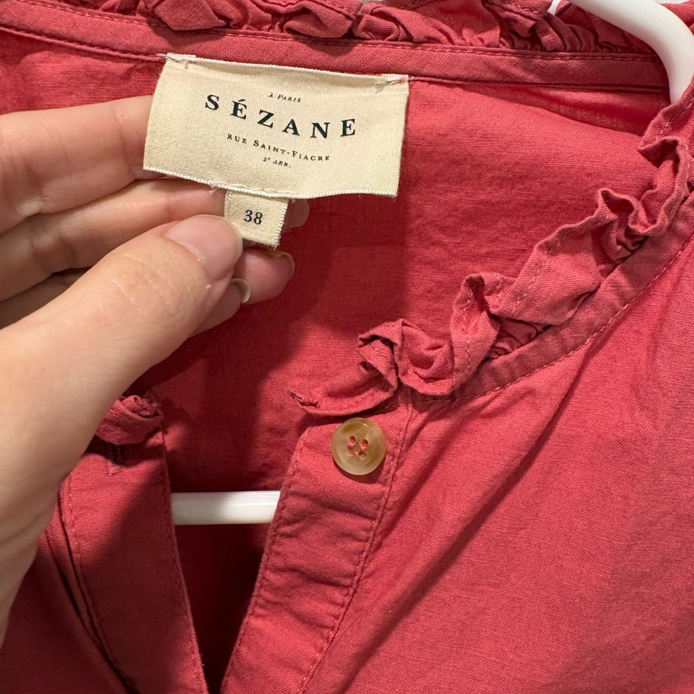 Sezane Zoelie Shirt Rosewood - Size 6 - Picture 3 of 10
